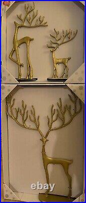 Aldi Reindeer Merry Moments Sculpted Reindeer Complete Set Of 3 Gold New