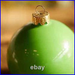Anthropologie Glass Bulb Ornaments Green Ball Globe Mixed Finish SET 9 NEW