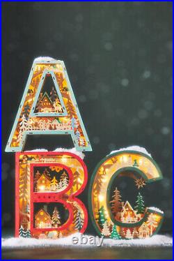 Anthropologie Monogram Wonderland Light-Up Scene Christmas Letter W NEW