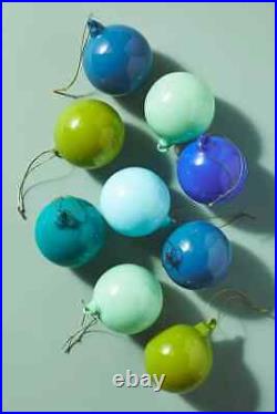 Anthropologie Opaque Bauble Glass Ornaments Ball Sugar Plum Glitterville 9 NEW