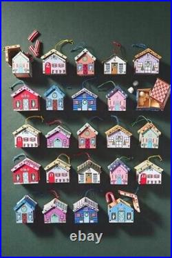 Anthropologie Winter City Advent Ornaments Calendar Townhouses Apartment NEW