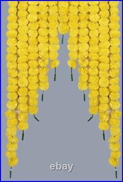 Artificial Marigold Flower Garlands Diwali Indian Wedding Decoration Yellow 5 ft