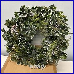 Balsam Hill 28 NEWithOpen box Outdoor Woodland Evergreen Wreath Great Clear LED