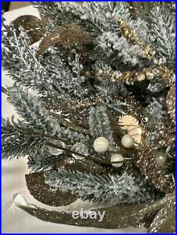 Balsam Hill Gold frosted beaded Holiday Wreath 28 $199 Half Doesn't Light up