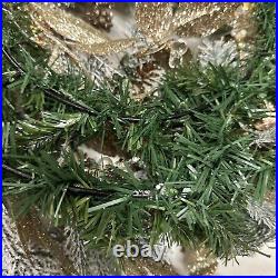 Balsam Hill Gold frosted beaded Holiday Wreath 28 $199 Half Doesn't Light up