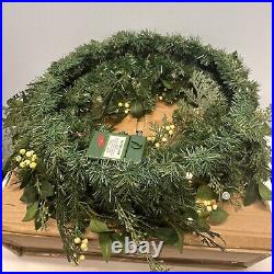 Balsam Hill-Light Issue- White Berry Cypress Wreath 34 Prelit $229 NEWithOpen Box
