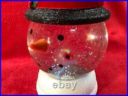 Bath & Body Works 8.75 Snowman Water Globe Candle Holder Pedestal Iridescent