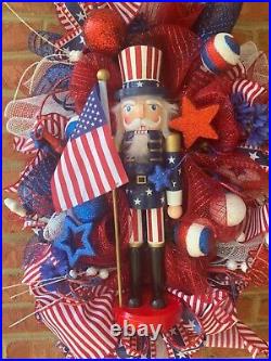 Beautiful Patriotic Nutcracker Swag Fourth of July or Labor Day