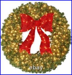 Best Choice Products 48in Large Artificial Pre-Lit Fir Christmas Wreath Holid