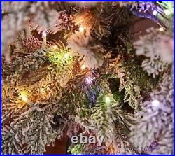 Bethlehem Lights Micro LED 7' Flocked Christmas Tree Multicolor RGB With Remote