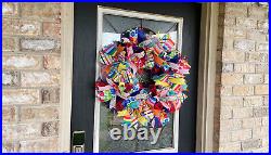 Birthday Balloon & Dot Party Front Door Deco Mesh Wreath Festive Bright Cheerful
