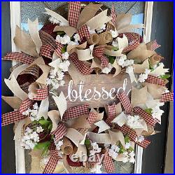 Blessed Country Darling Farmhouse Deco Mesh Front Door Wreath Valentine's Day