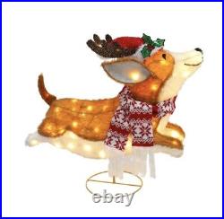 Brand New Christmas 22 Fluffy Leaping Corgi Dog Light LED Tinsel Yard Decor
