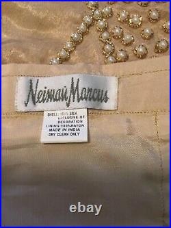 CHRISTMAS TREE SKIRT Neiman Marcus Gold Beaded Silk Elegant