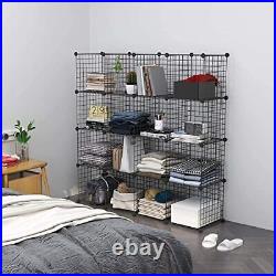 C&AHOME Wire Cube Storage, 16-Cube Organizer Metal Grids 16 cubes, White