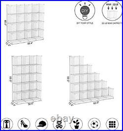 C&AHOME Wire Cube Storage, 16-Cube Organizer Metal Grids 16 cubes, White