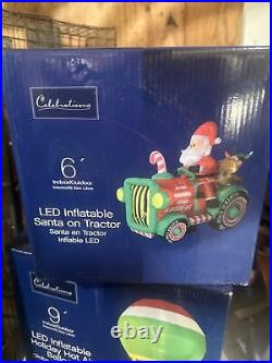 Celebrations Inflatable Airblown 6'Christmas Santa Claus on Holiday Tractor