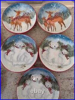 Certified International Susan Winget Bowls/plates Enchanted Christmas Set Of 26