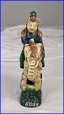 Chinese Sancai Style Glazed Roof Tile/tomb Top Figurine