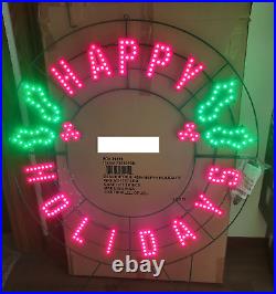Christmas 40 LED HAPPY HOLIDAYS Wreath Hanging or Ground Display