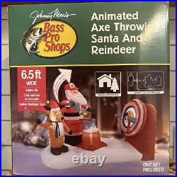 Christmas Bass Pro Shops 6.5 ft Animated Santa Reindeer Axe Throwing Inflatable