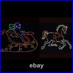 Christmas Outdoor Decorations LED Victorian Sleigh Horse Wireframe