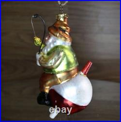 Christmas RADCO Fishing Santa Sitting On Bobber withfish German Blown Glass