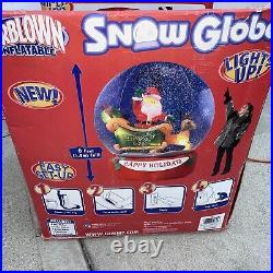 Christmas Snow Globe Santa Sleigh Reindeer Inflatable light up / Gemmy 2005