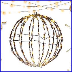 Christmas String Lights In/Outdoors, 2Pcs 7.87-19.69IN Sphere Lights, Xmas Decor P