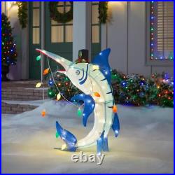 Christmas Swordfish Sculpture Holiday Warm LED Indoor/Outdoor Yard Decoration
