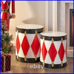 Christmas Toy Drum Decoration Set, Red and White