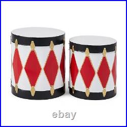 Christmas Toy Drum Decoration Set, Red and White
