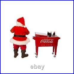 Coca-Cola Coke Santa with Table Cooler, 2 Piece Set, Multi-Colored, 14-Inches