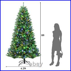 Costway 8' Pre-lit Hinged Christmas Tree with Remote Control & 9 Lighting Modes