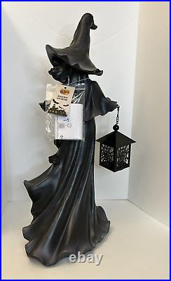 Cracker Barrel Black Resin Witch With LED Lantern 2023 Halloween Decor