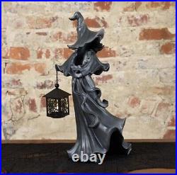 Cracker Barrel Black Resin Witch With LED Lantern IN HAND Fast Shipping