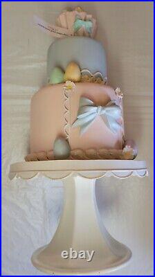 Cupcakes & Cashmere 19.5 Pastel Easter Eggs & Bows Cake Pedestal Decor NWT
