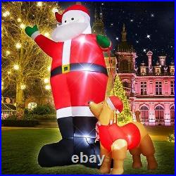 DROFELY 10 Foot Christmas Decoration Inflatable Santa Claus Leads The Dog Chr