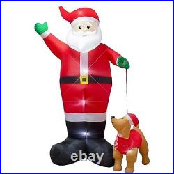 DROFELY 10 Foot Christmas Decoration Inflatable Santa Claus Leads The Dog Chr