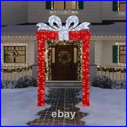 Dazzling 8.5' Giant Christmas Gift Box ARCHWAY LED Present with Bow Yard Decor