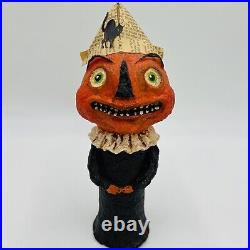 Debra Schoch 2003 Signed Halloween Jack o' Lantern Pumpkin 9.5 Paper Figurine