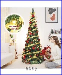 Decoway 6 Ft Pre Lit Pre Decorated Christmas Tree Pop Up Christmas Tree with