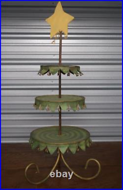 Dept 56 Hip Christmas Tree 3-tier Cake/treat Metal Stand With Star Almost 3ft Ex