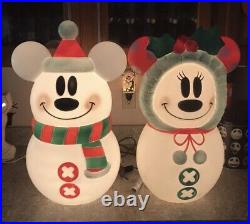 Disney Blow Mold Lighted Snowman Mickey & Minnie Mouse Christmas 23'' Tall 2021