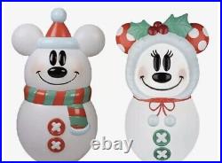 Disney Blow Mold Lighted Snowman Mickey & Minnie Mouse Christmas 23'' Tall 2021