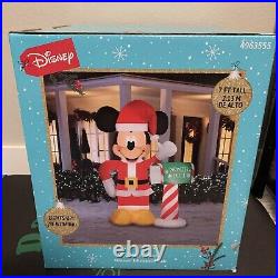 Disney Christmas Mickey Mouse with North Pole Mailbox Inflatable 7 FT Lights Up