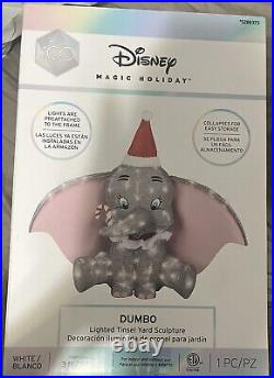 Disney Magic Holiday 3Ft Wide Dumbo LED Lighted Tinsel Yard Sculpture In/outdoor