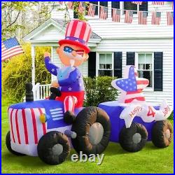 DomKom 6 FT Patriotic Independence Day 4th of July Inflatable Outdoor Tractor