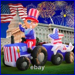 DomKom 6 FT Patriotic Independence Day 4th of July Inflatable Outdoor Tractor