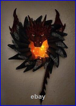 Dragon Wreath Fire Dragon Red and Black Burlap Mesh Handmade
